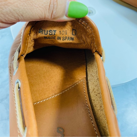 Sandrino Driving Loafers Mens 10.5D Rust Tan Leather Spain Penny Slip On Comfort - Picture 8 of 9